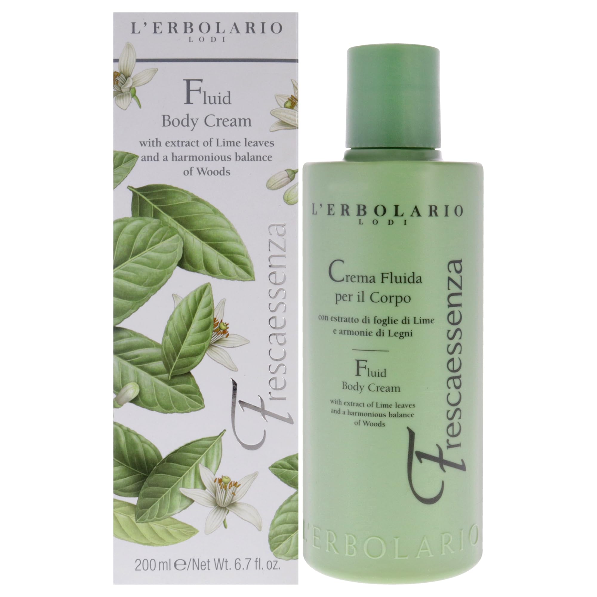 L'Erbolario Frescaessenza crème pour le corps 200ml-​Feuilles de lime et des notes boisées