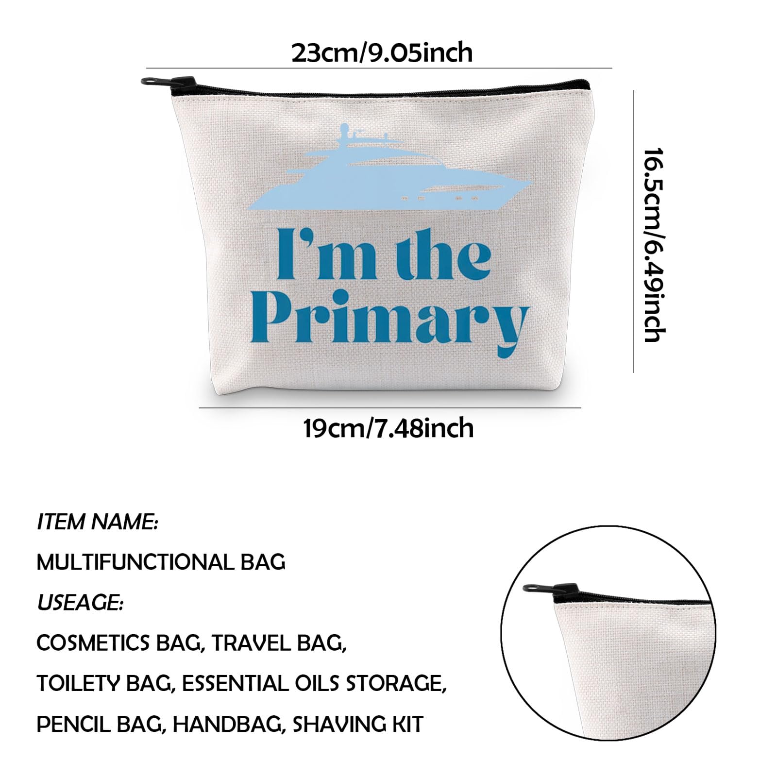 KUIYAI Yachting Gift Yacht Sailing Gift Reality TV Show Merch I'm The Primary Makeup Zipper Pouch Bag Below Deck Gift for Fans (I'm The Primary) - Image 2