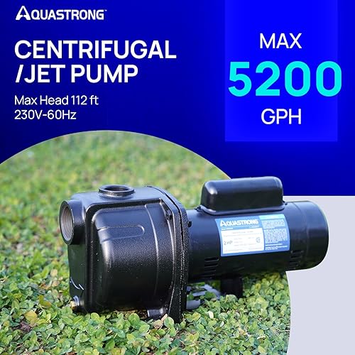 Miniatura 2 de AQUASTRONG Bomba centrífugade chorro de 2 HP, 5200 GPH, 230 V, bomba de hierro fundido duradera para riego y aspersor de césped