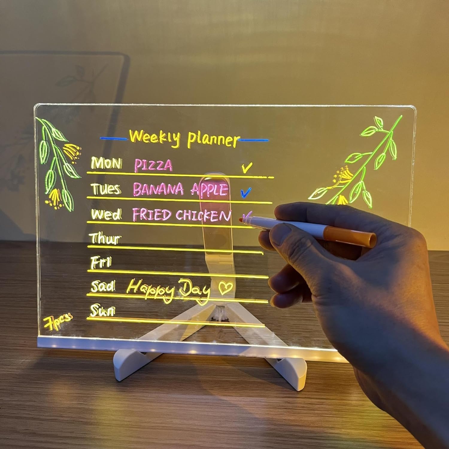 Pizarra LED De Dibujo Para Niños – 7 Rotuladores De Secado Rápido, Superficie Acrílica, USB Y Soporte Ajustable