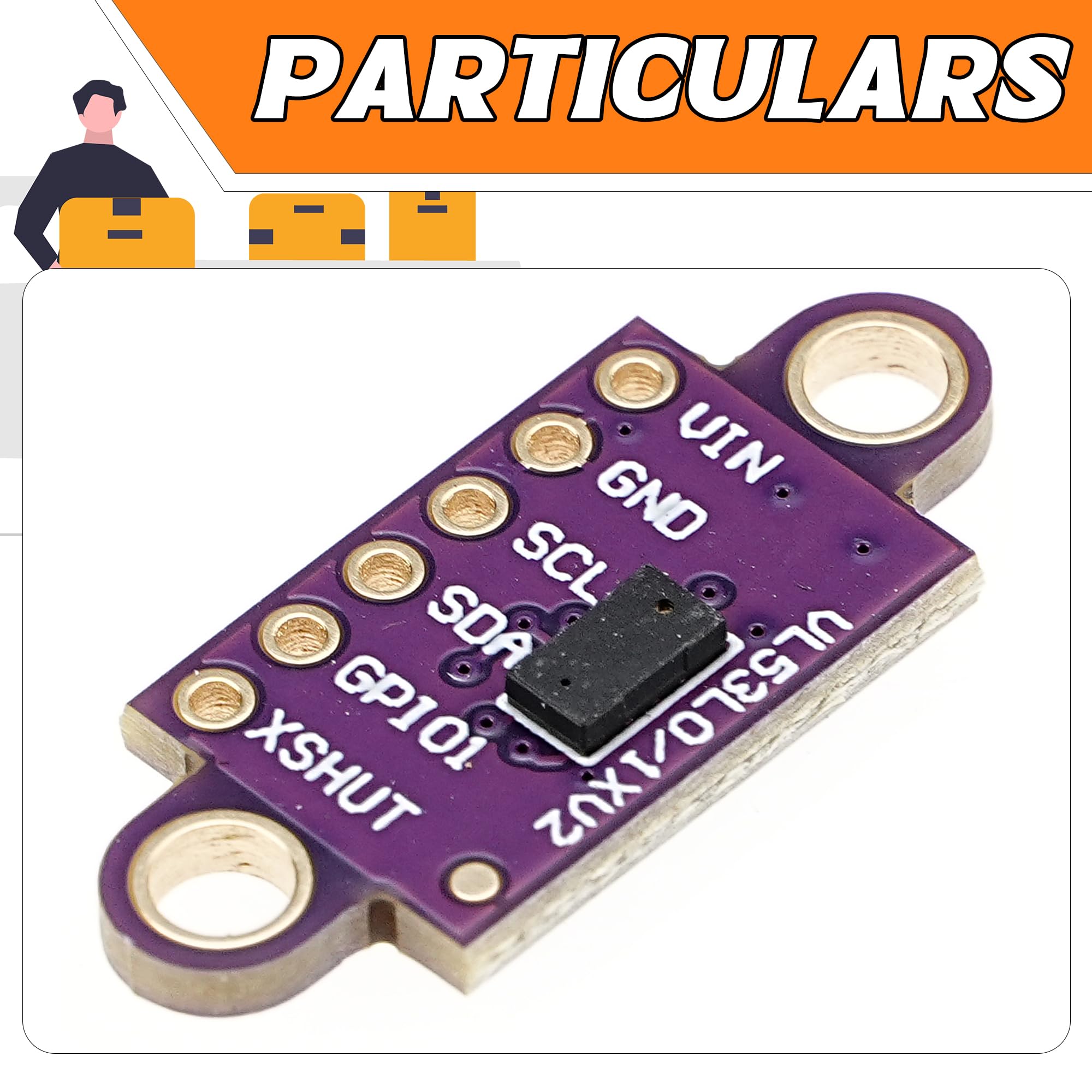 A-DIGISHUO 5Pcs Laser Ranging Sensor Module VL53L0X V2ToF Time of Flight Serial Port PWM Output, Purple - Image 3