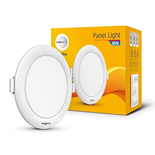 Wipro Garnet 8W Round LED Alpha Panel | Cool Day White (6500K) | Recessed Down Light for False Ceiling | Cutout - 110mm | Pack of 1