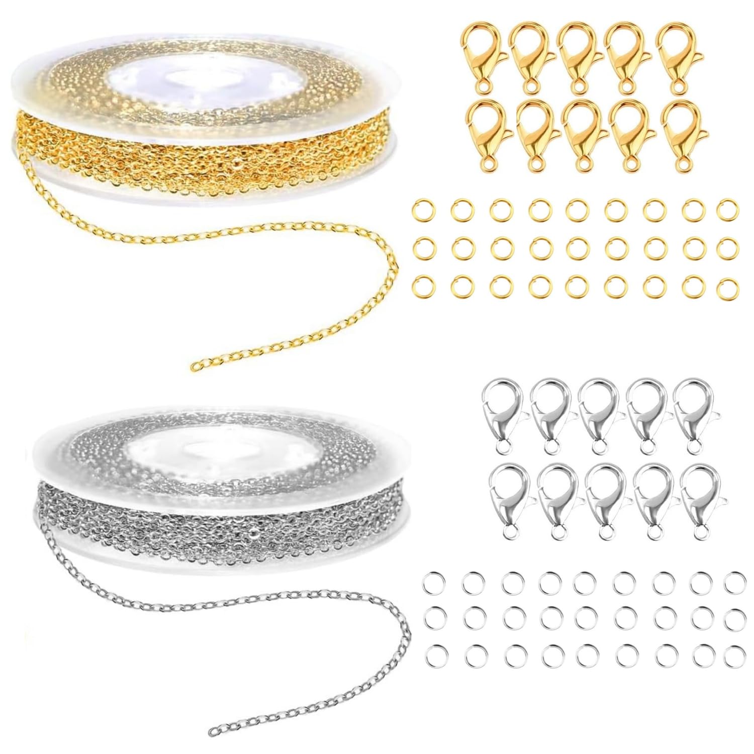 20 FeetJewelry Making Chains Kit,1.8mm DIy Link Necklace Chain(Gold and Silver)