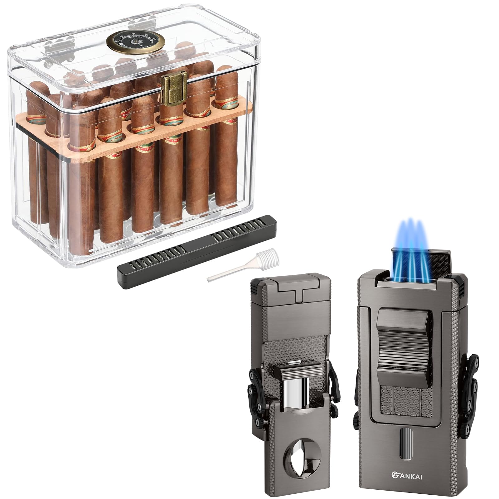 FANKAICigar Humidor and Cigar Lighter Set