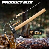 Vista 5 de Freelander Hacha de lanzamiento con mango de roble, hoja de acero de alto carbono y cuña metálica, hacha al aire libre con martillo de punta