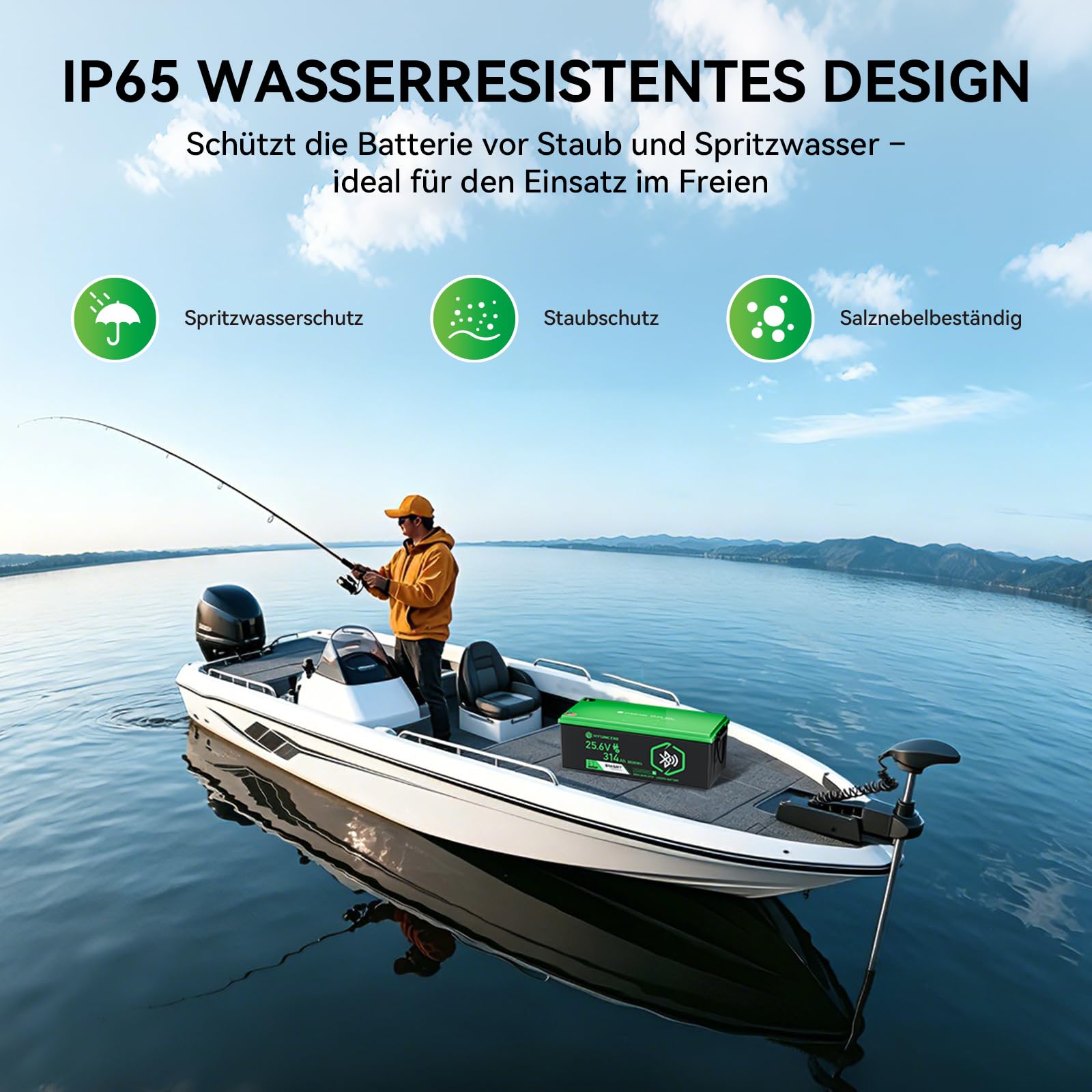 24 V 314 AH LiFePO4 Lithium Batterie, mit 200A BMS Max 8038 Wh Energie 15000 Zyklen Lebensdauer, ideal für Wohnmobil, Boot, Camping & Off-Grid Solarsysteme