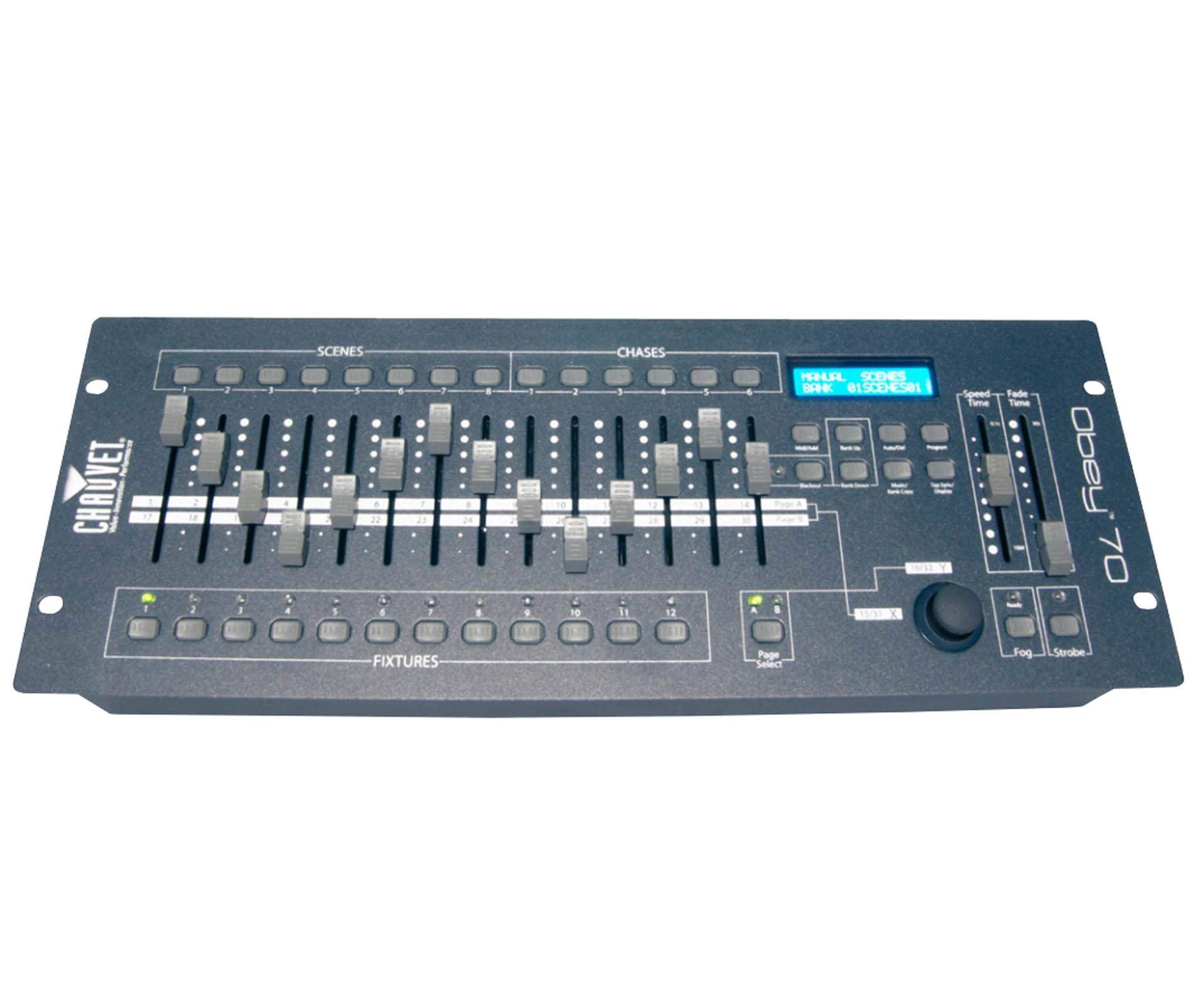 Chauvet DJ OBEY70 Obey 70 Lighting & Fog DMX-512 Controller and 10' & 25' Cables