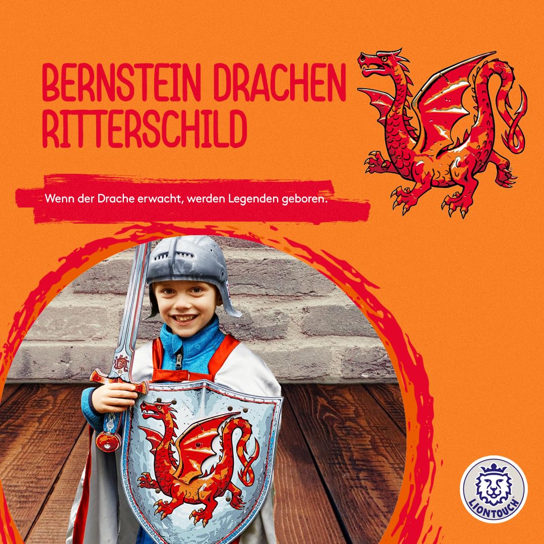 Liontouch Bernstein Drachen-Ritterschild | Mittelalterliches Kinderspielzeug, bereit für Abenteuer im Königreich | Sicheres & haltbares Zubehör für Kostüme, Rollenspiele & königliche Verkleidungen