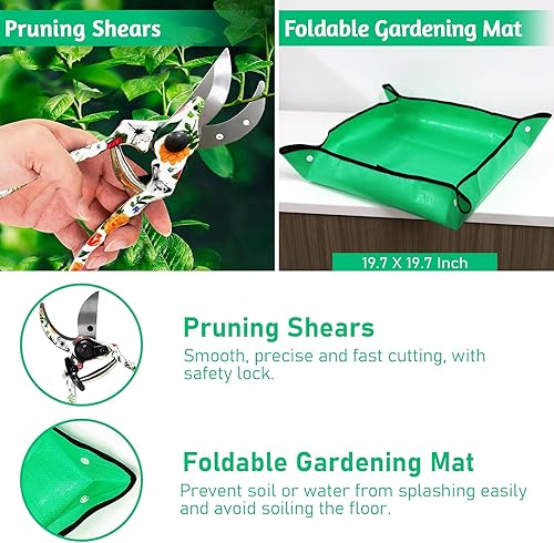 Miniatura 5 de Juego de herramientas de jardín, 4 piezas de herramientas de mano florales resistentes, regalos elegantes para mujeres, incluyendo paleta, podadora