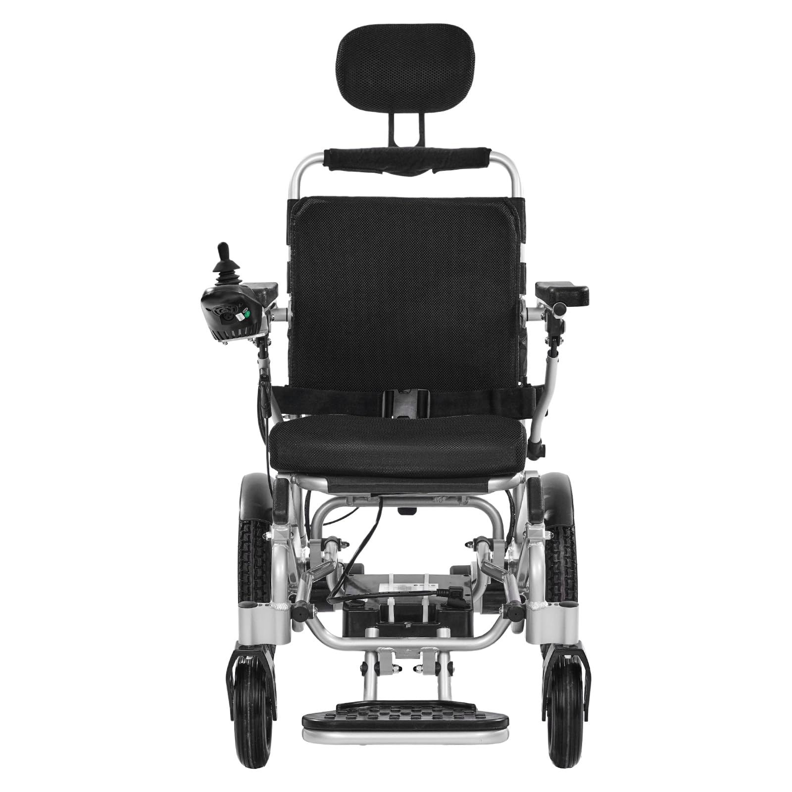 VEVOR Silla de Ruedas Eléctrica para Adultos Capacidad de 136 kg Respaldo Ajustable Plegable Ligera Motorizada Autonomía de 19,3 km Todoterreno Portátil para Personas Mayores, Discapacitadas