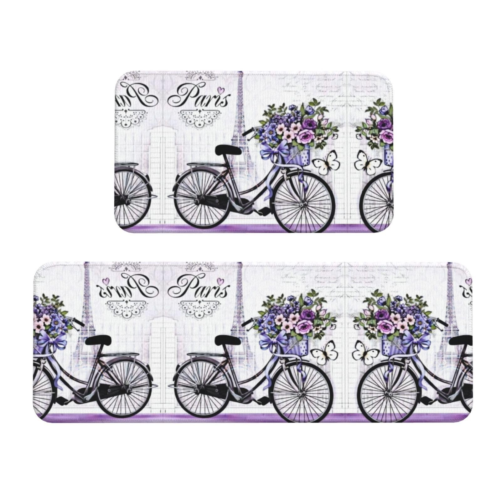 Alfombrillas de cocina seguras con base antideslizante Love on the Bike, juego de 2 piezas