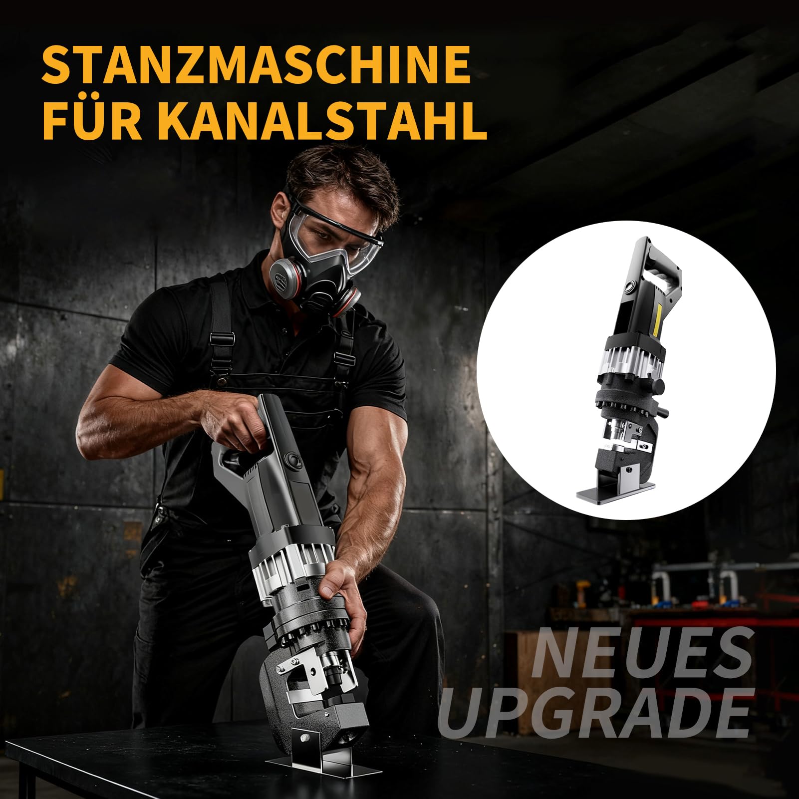 Hydraulische Lochstanze, 2200W Elektrische Punzenmaschine mit 7 Stanzformen, 1-Sekunde Schnellstanzung für Stahl, Eisen, Aluminium, Kupfer und Bleche