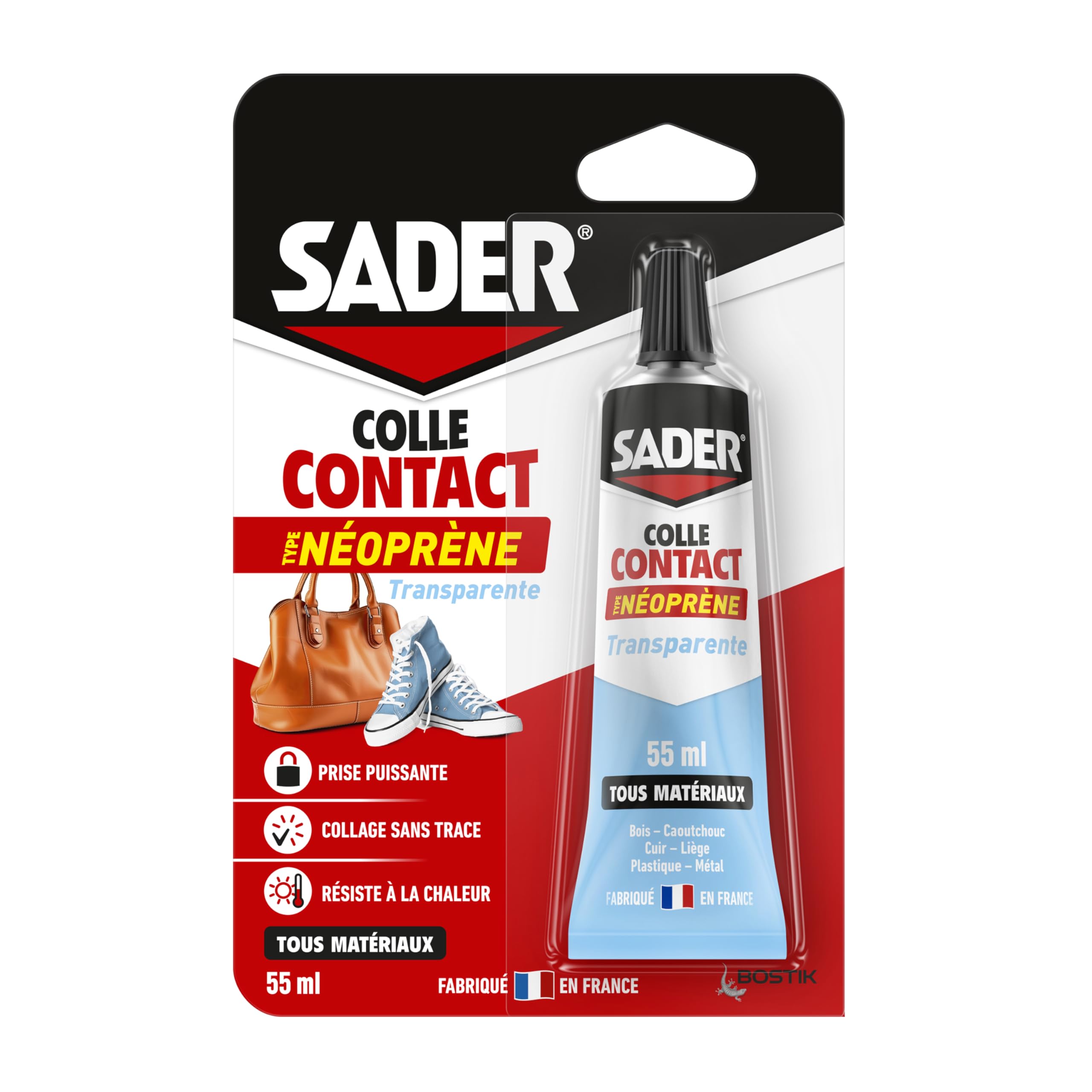 Colle Sader Contact Transparente en Tube de 55 ml pour Assemblage Invisible