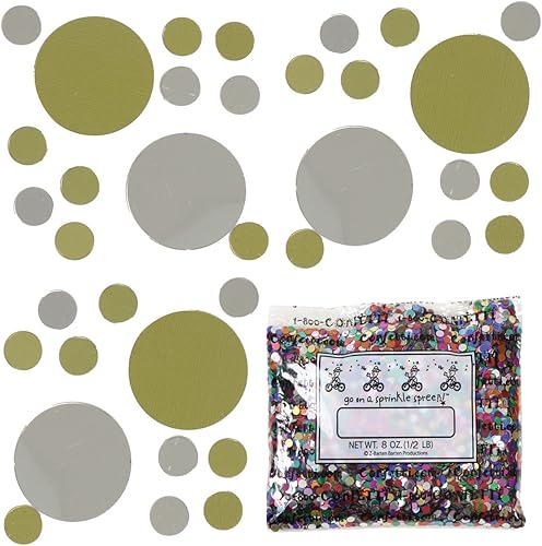 Miniatura 9 de Confeti Circle New Bubbly (3 tamaños), dorado, plateado, 2 bolsas de media onza (1 oz) #8475 Q01