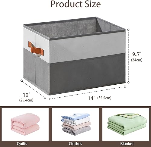 Miniatura 2 de Paquete de 6 cubos de almacenamiento grandes con asa, cesta de almacenamiento plegable para estantes, contenedores de almacenamiento de tela para