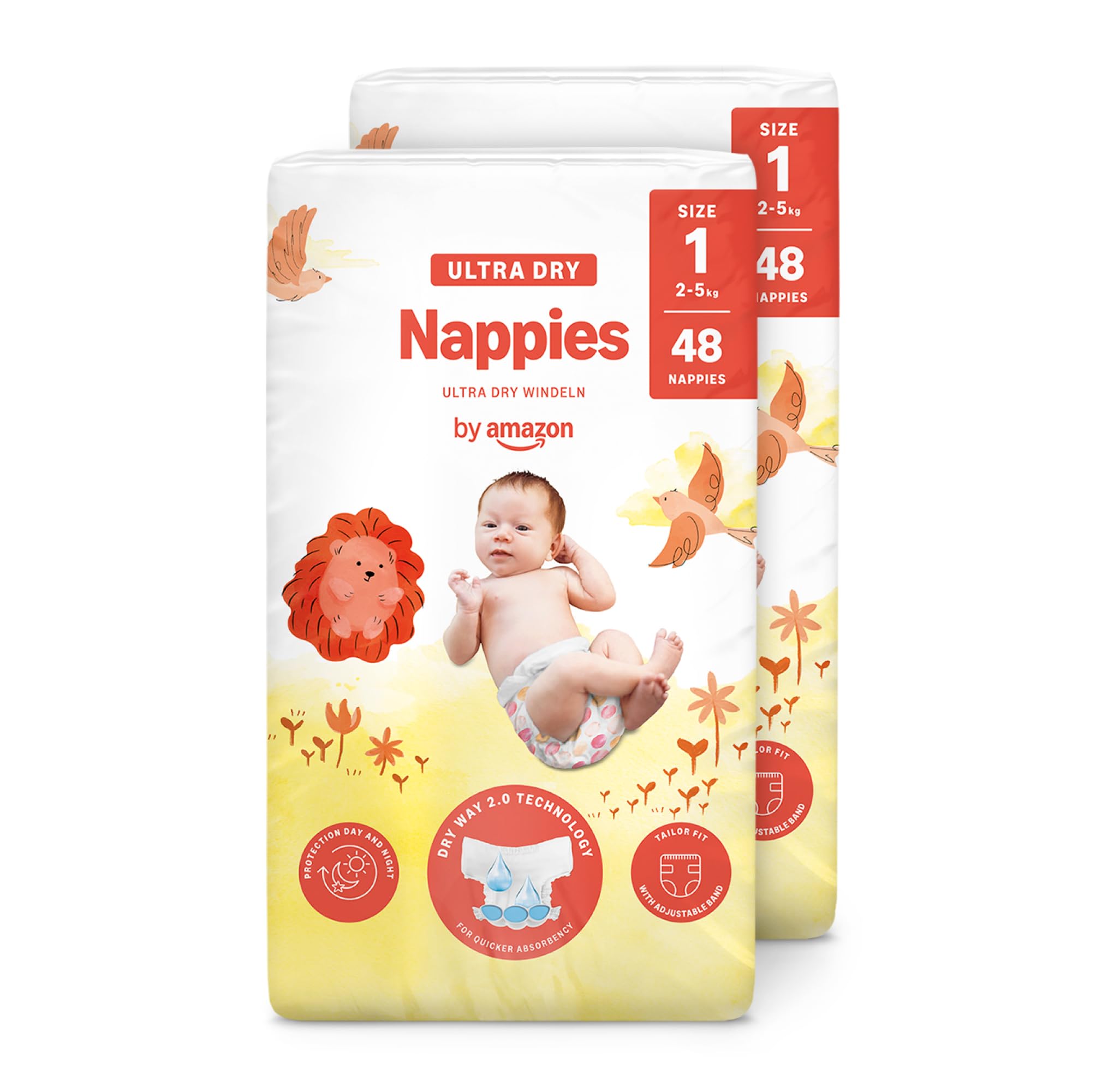 Ultra Dry Nappies - Size 1 (2-5 kg) - With channels - 96 nappies (2 packs x 48) (Previously a Mama Bear brand, same product)