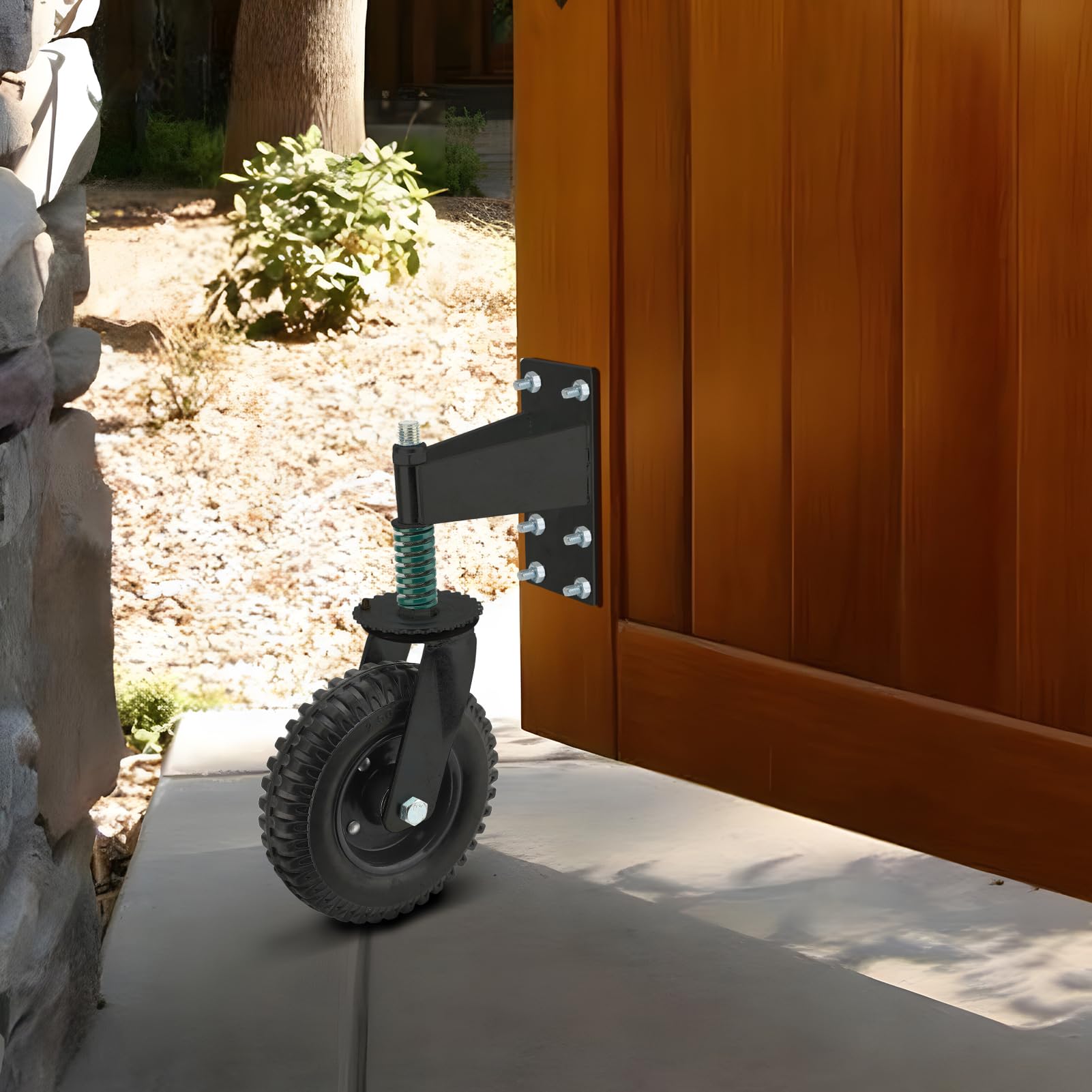 Yosoo Health Gear Rueda de Puerta de Alta Resistencia, Rueda de Puerta de Cerca, Capacidad de 600 Libras, Rodillo de Puerta con Resorte, Absorción de Impactos, Rodillo de Goma Universal con Llave