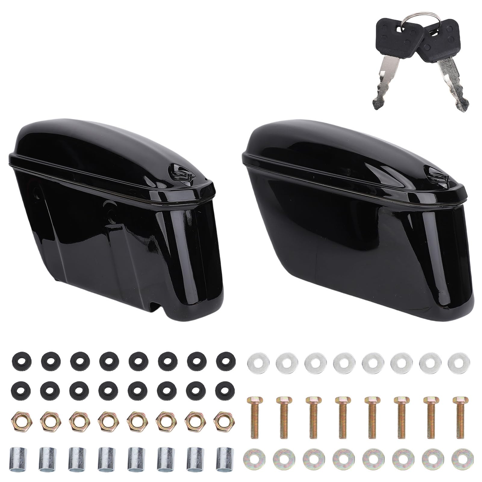Sacoches de Moto, Sacoches de Selle 22L Remplacement de Motos pour Moto Cruiser Sacoche de Selle Rigide Boîte Sac à Bagages Ouverture Supérieure Verrouillable Universelle