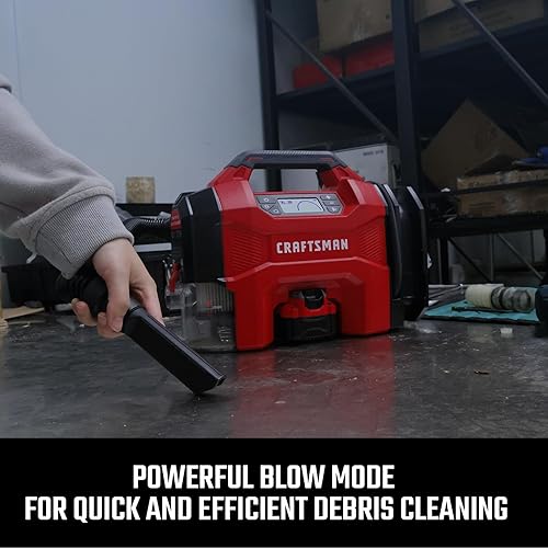 Miniatura 5 de CRAFTSMAN Infladoraspiradorsoplador 3 en 1, compresor de aire portátil con luz LED, aspiradora o soplador silencioso para automóvil, 160 PSI para
