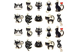 Jewlery Charms Bulk Kit with 50 Pcs Enamel Animal Cat Charms