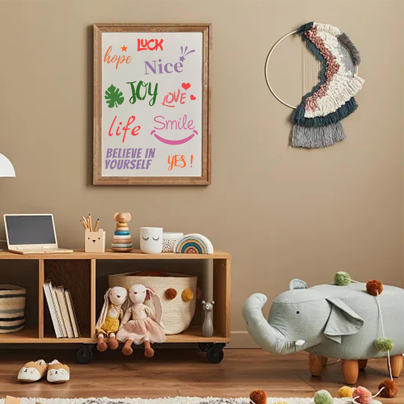 CIEMODA Inspirational Word Stencils,4 Pcs Words & Quote Templates 8 x 11.7 Inch Reusable Stencils for Painting on Wood, Fabric, Paper, Wall DIY Drawing Craft - Image 5