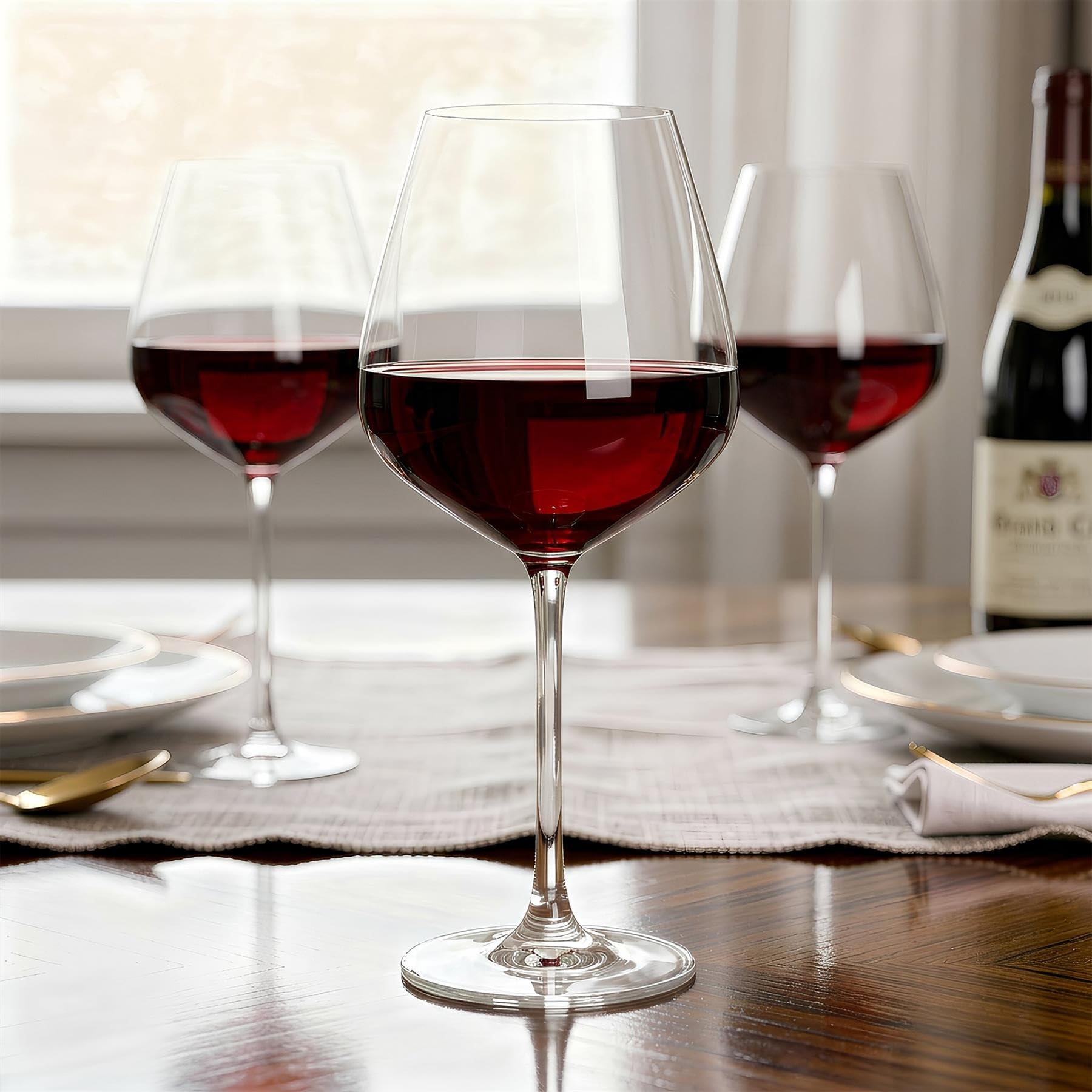 Argon Tableware 650ml Knightsbridge Verres à Vin Rouge en Cristal - 6x Grand Tige Verre Boire Verrerie Gobelets Anniversaire Mariage Coffret Cadeau | Compatible Lave-Vaisselle