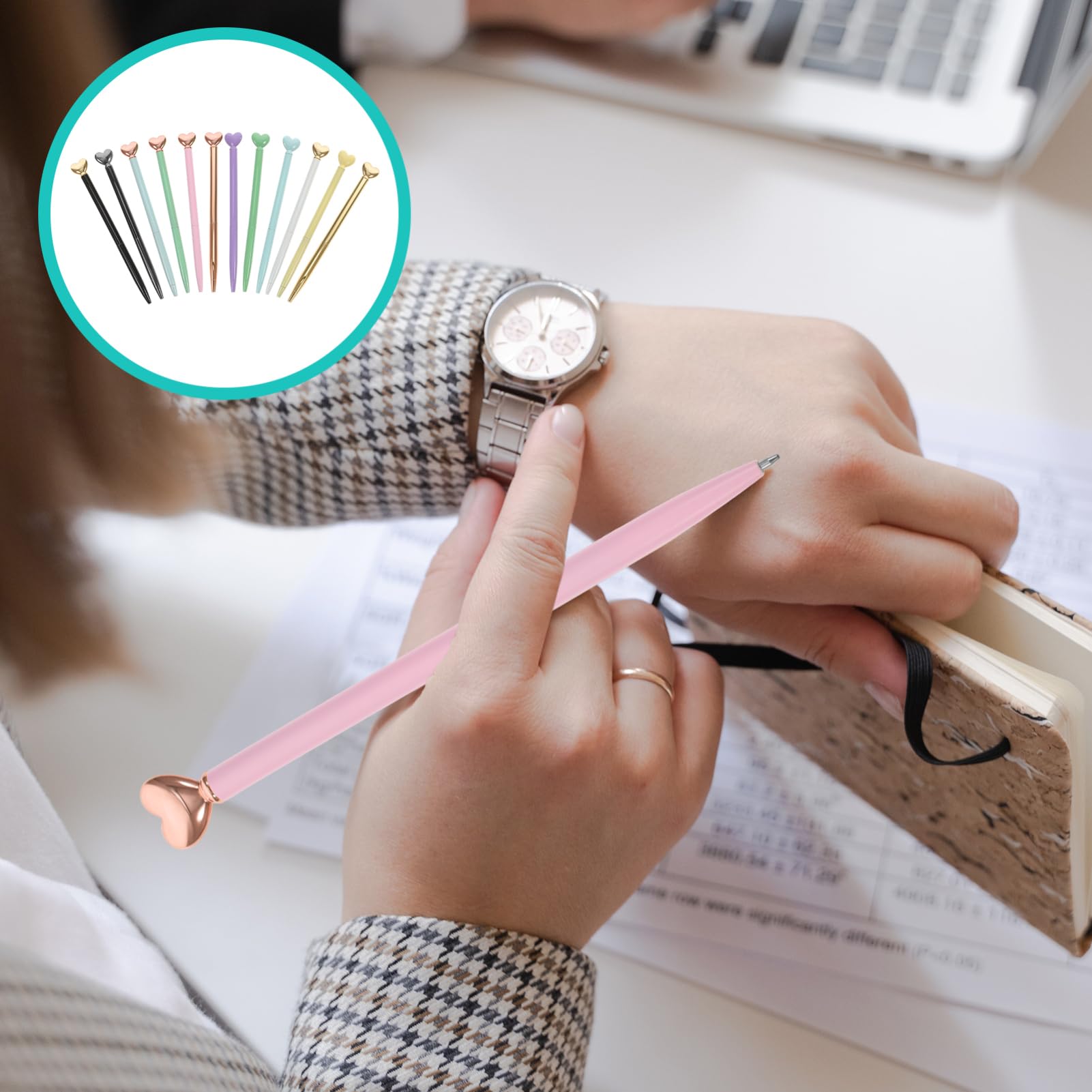 VILLCASE 5 Sätze Love Metal Pen Löschbare Stifte Kugelschreiber Multipack Blaue Stifte Kugelschreiber Roll Schwarze Schlüsselanhänger Tragbarer Schreibstift Rote 12 Stück * 5