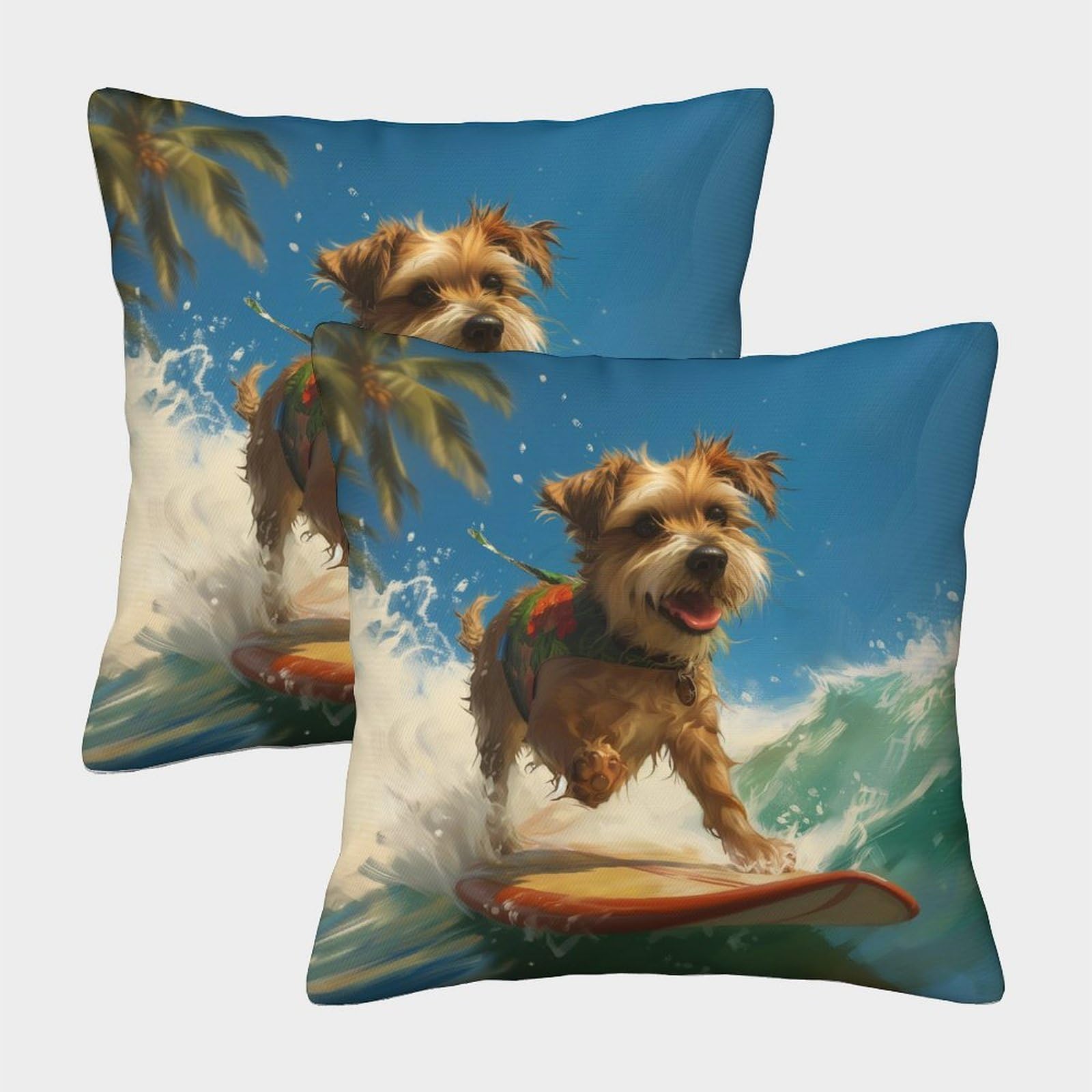 TNFHSOFT Border Terrier Dog Cushion Cover 2 Pack Decorative Machine Washable Pillowcases Square Cushions with Invisible Zipper Cushion Covers for Outdoor Home Bed Decor Throw Pillow Cases 40x40cm — image 1