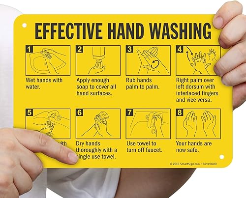 Miniatura 2 de Cartel de "lavado eficaz de manos" de SmartSign  Plástico de 7 x 10 pulgadas