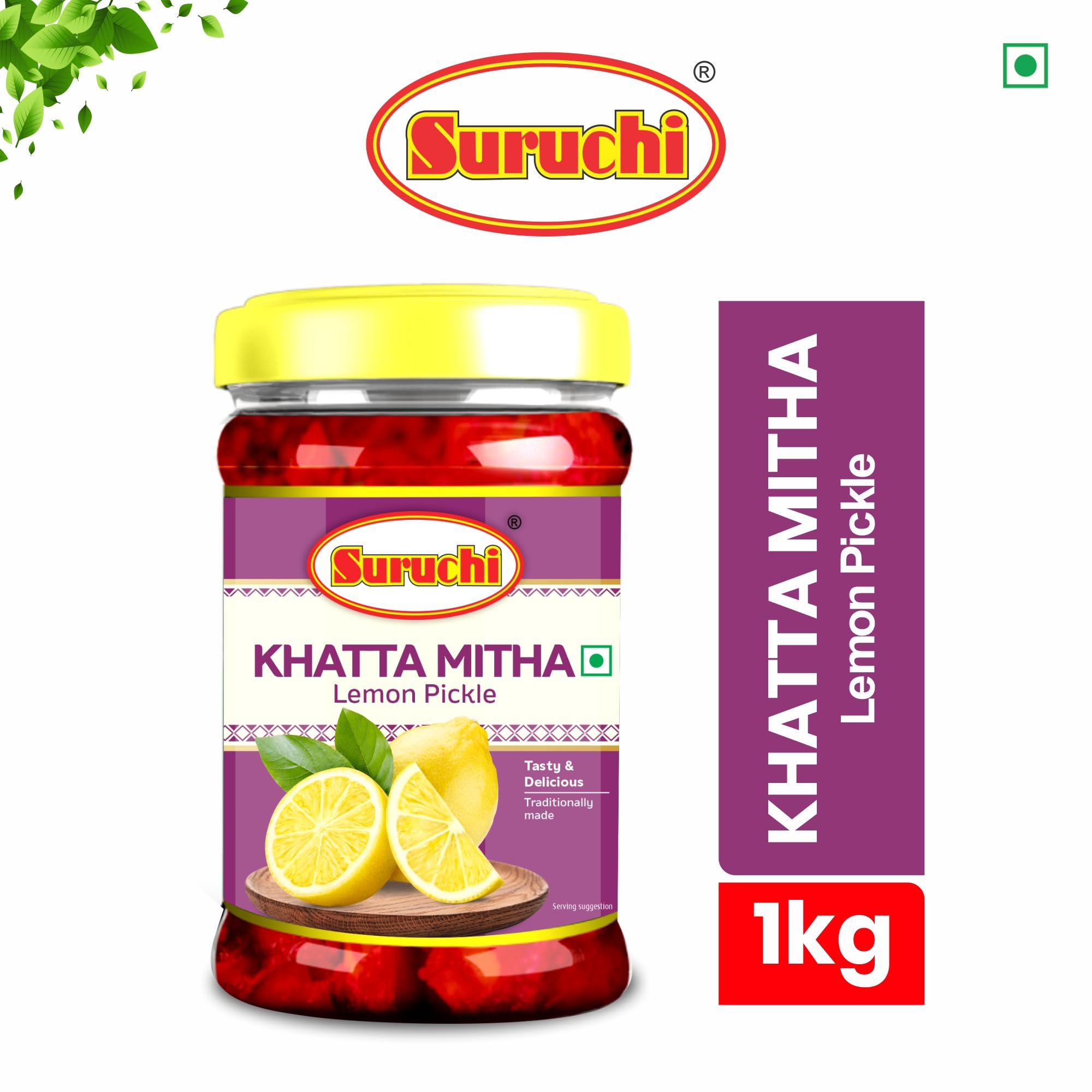 Suruchi Khatta Mitha Lemon Pickle - 1kg x 2 | Nimbu Ka Metha Achar | Sweet Tangy Flavourful | Authentic Indian Sweet Lemon Pickle (Pack of 2) - Image 2 thumbnail