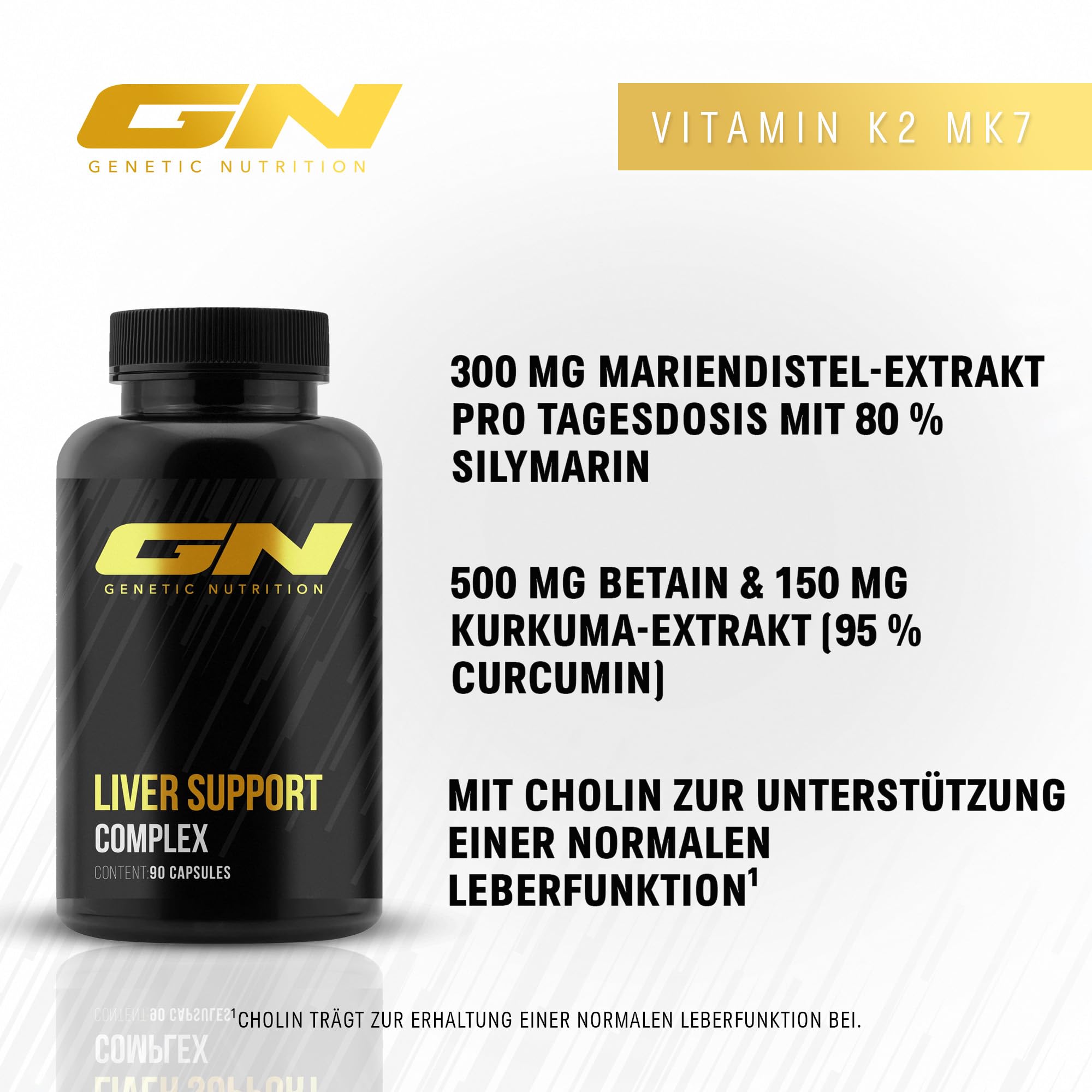 Leber Kur Komplex – Hochdosiert mit 300 mg Mariendistel (80% Silymarin) & 150 mg Kurkuma – Mit Cholin zur Unterstützung der Leberfunktion – Vegan & laborgeprüft – 90 Kapseln- GN Laboratories