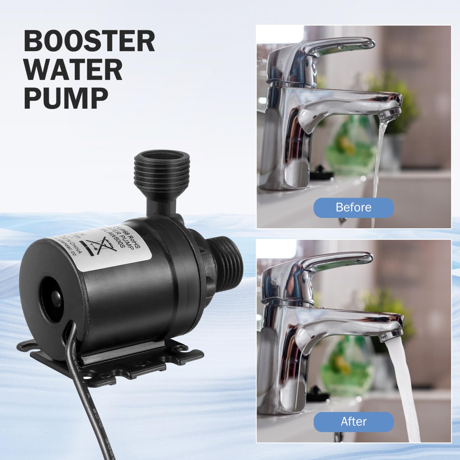 ULTECHNOVO Pompa sommergibile senza spazzole, 800 l/h 5 m, altezza federale DC 12 V, mini pompa dell'acqua per laghetto, fontana, cascata, acquari, di circolazione dell'acqua