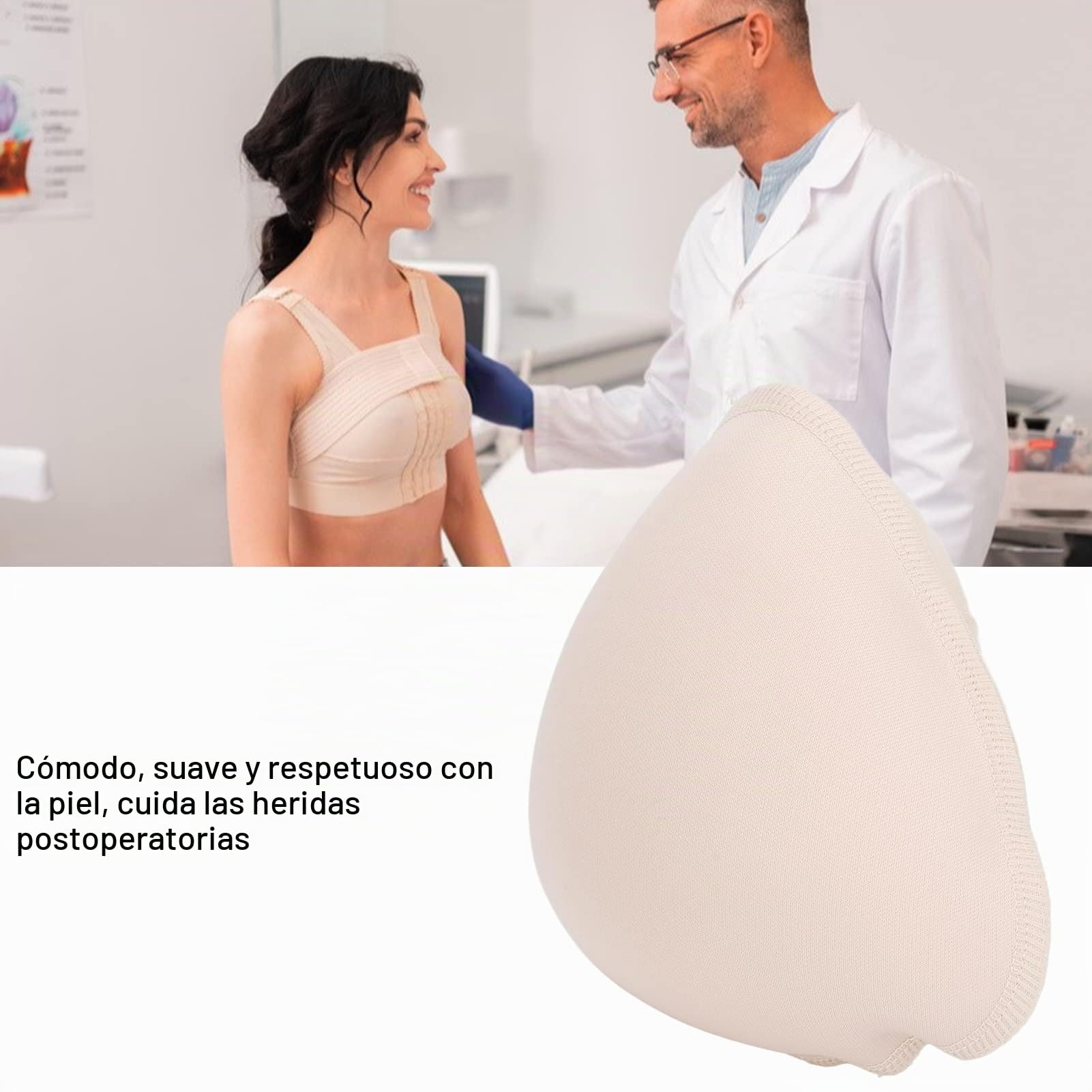 AMONIDA Formas de espuma, relleno de esponja transpirable para aliviar la presión para el cáncer, para cirugía femenina para mastectomía, mujeres (L)