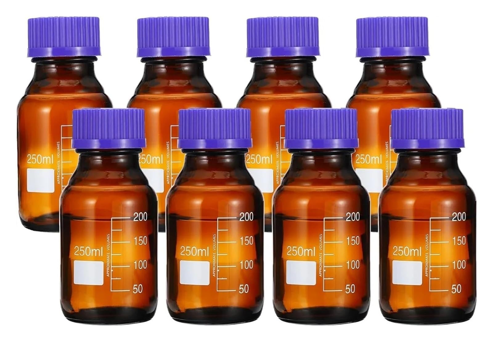 Glasflaschen darüber hinaus, 250 ml Laborflaschen aus Borosilikatglas, 6er-Pack mit blauer Schraube
