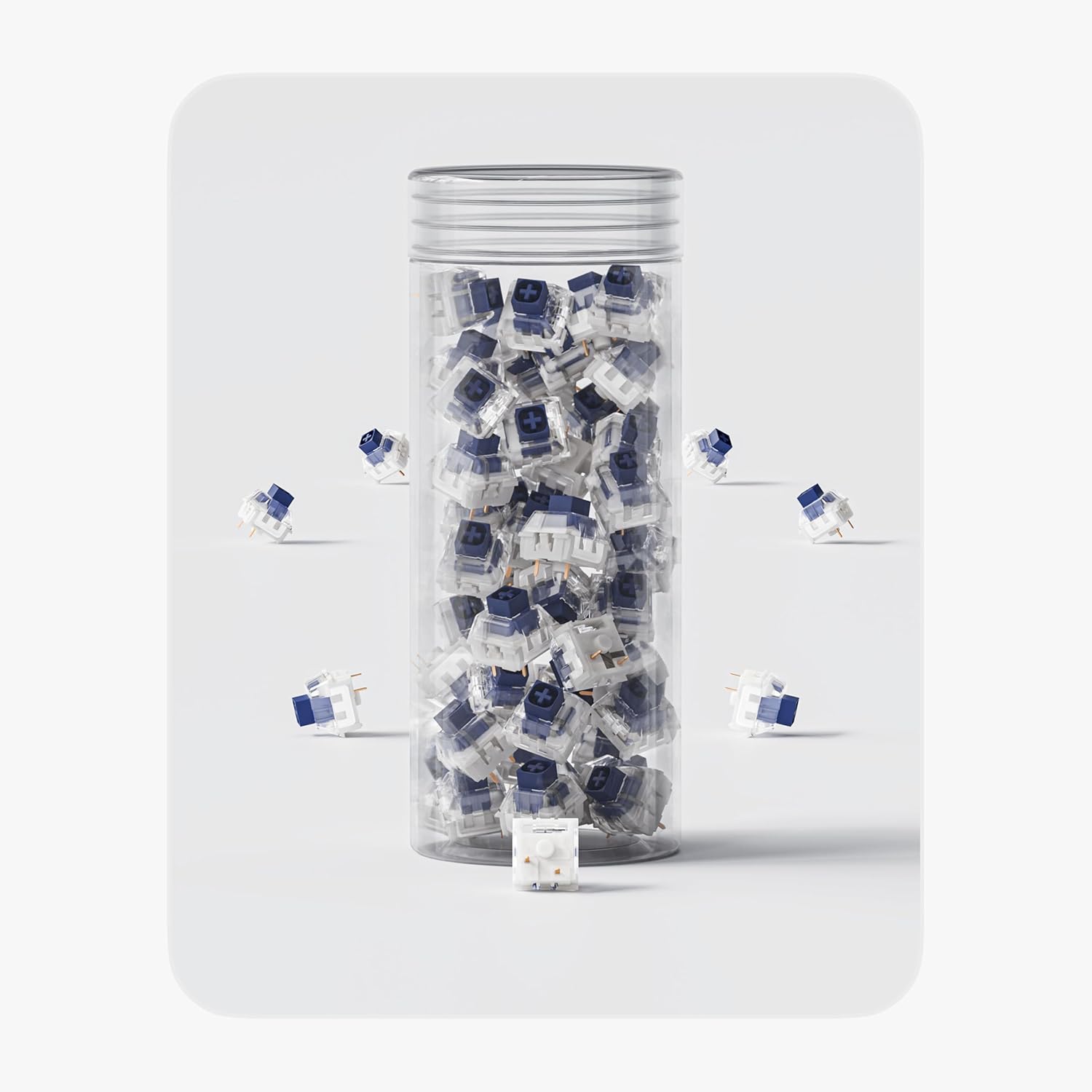 Kailh Box Navy Mechanical Switch Set – 110PCS Clicky Switches, Heavy 75g Actuation Force, 3.6mm Travel, MX-Style Stem, 3-Pin, SMD LED Compatible, for Typists, DIY Builds & Custom Keyboards