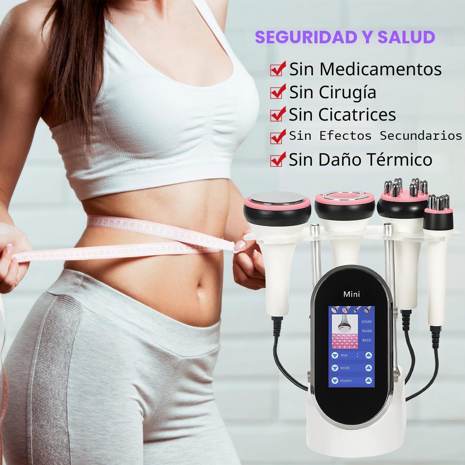 40K Dispositivo adelgazante anticelulitis, 4 en 1 Cuidado facial, Masajeador Adelgazante Cuerpo Completo, Cuidado del Cuerpo Multifunción, Modelado, Reafirmante para cara, abdomen, Tamaño, Piernas