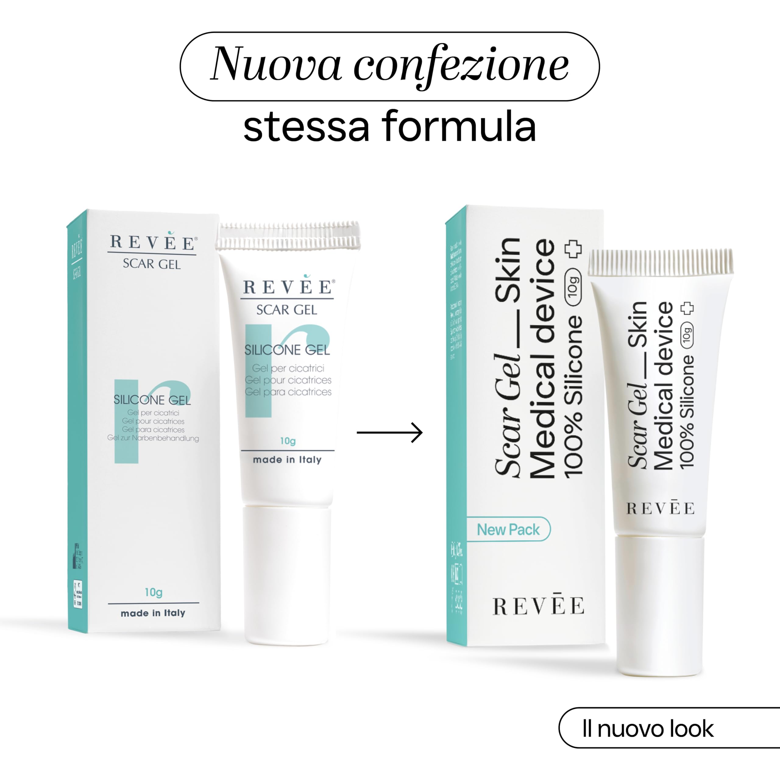REVÉE Scar Gel 10g Crema Cicatrici Chirurgiche - 100% Silicone, Gel Topico per Cicatrici, Crema Cicatrizzante Ferite