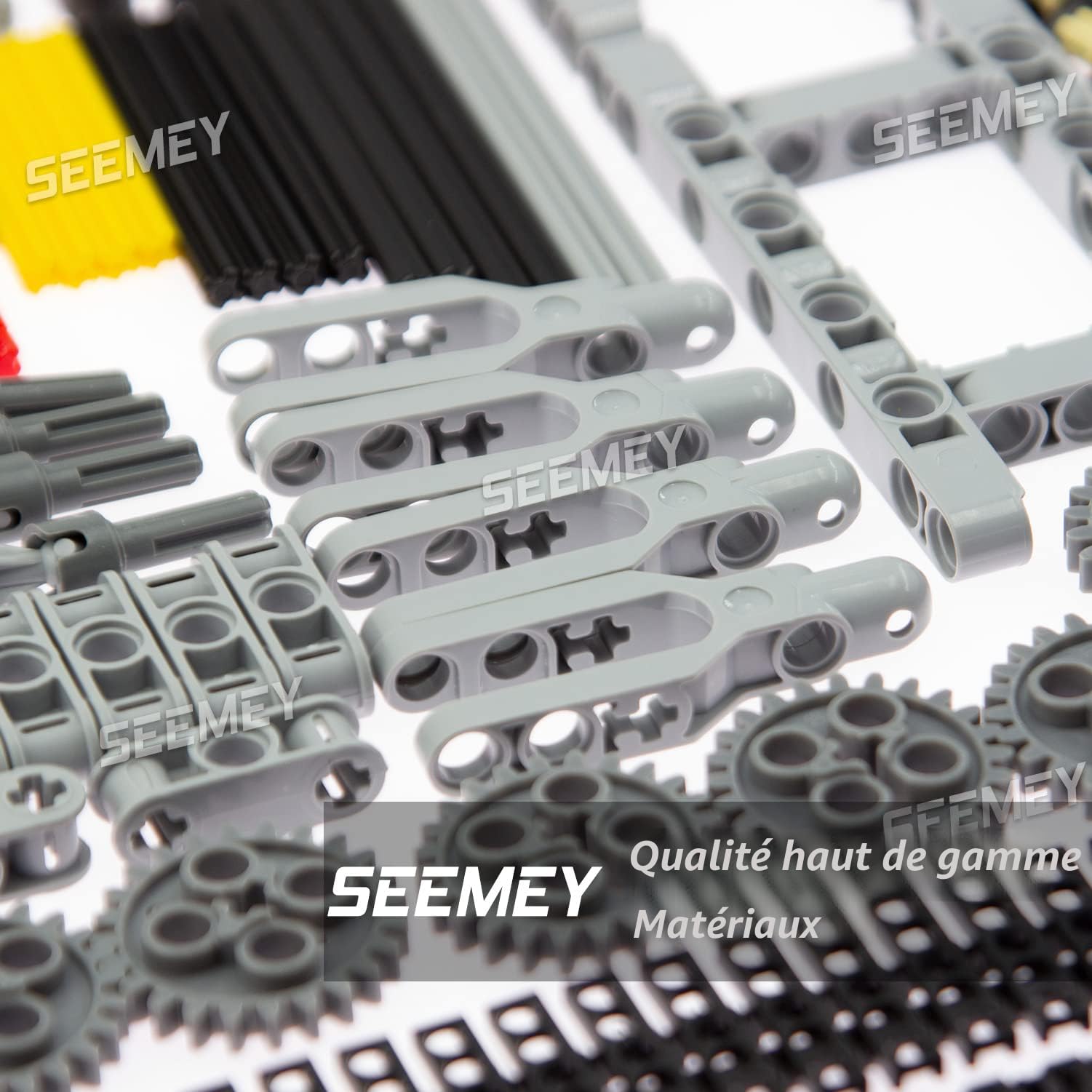 TEESE Technic 847pcs Pièces Compatibles Avec Lego, Engrenages Essieux Pins Roues Amortisseurs Différentiel Pneus Pistes Pour Projet Technique (Couleur Aléatoire