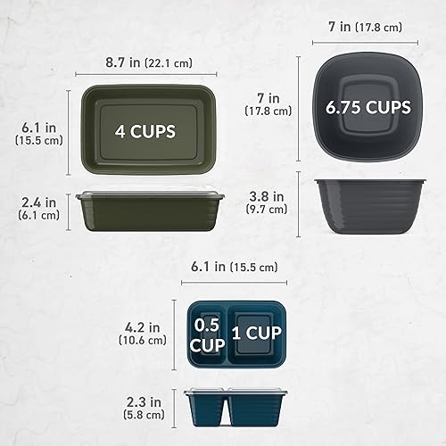 Miniatura 7 de Bentgo Prep - Kit variado de preparación de comidas de 60 piezas, recipientes de alimentos reutilizables PFAS y sin BPA, bandejas de 1