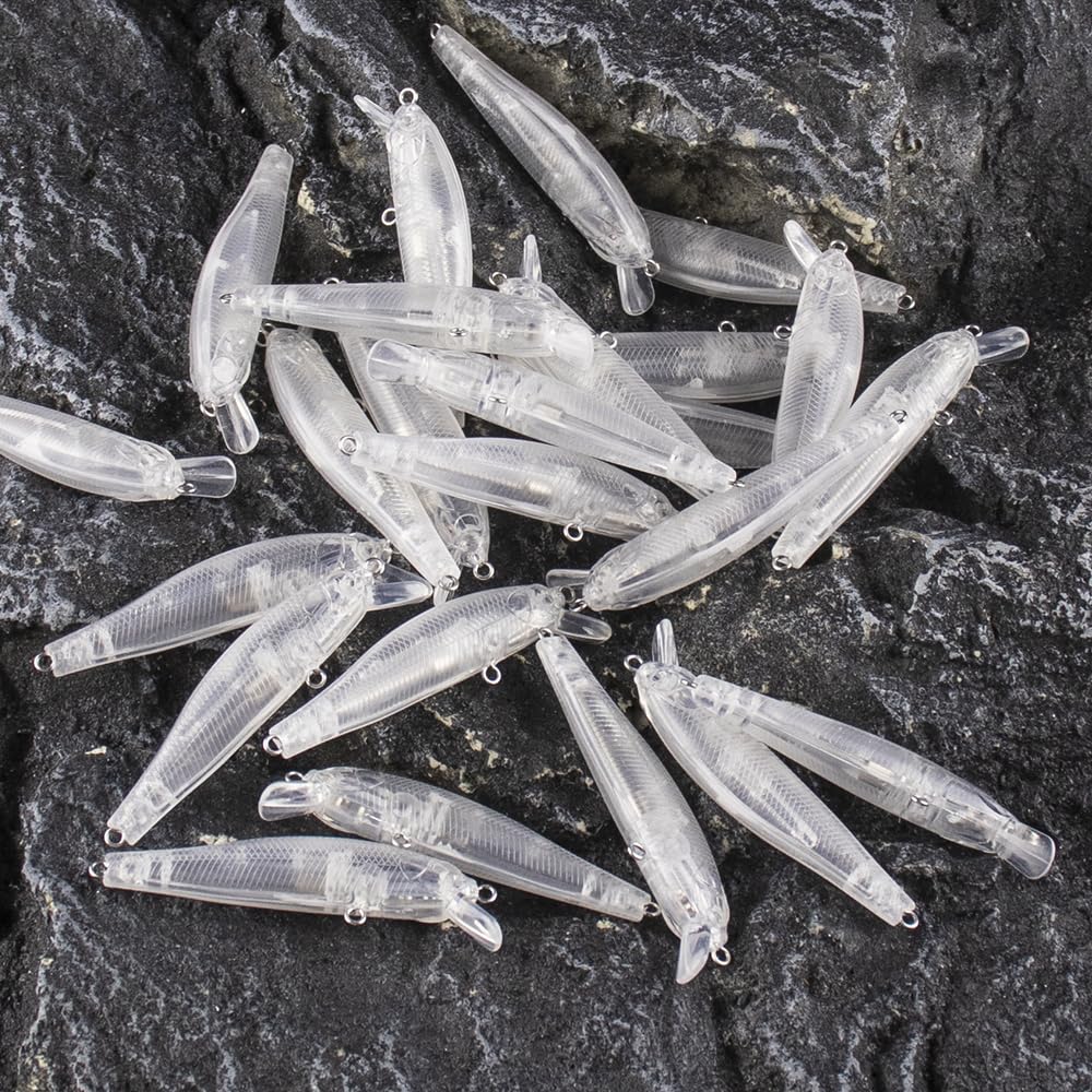 100 pezzi di esche for minnow Jerkbait poco profonde, peso speciale, 7 cm, 4,7 g, non verniciate, galleggianti, a lunga distanza, fai da te.