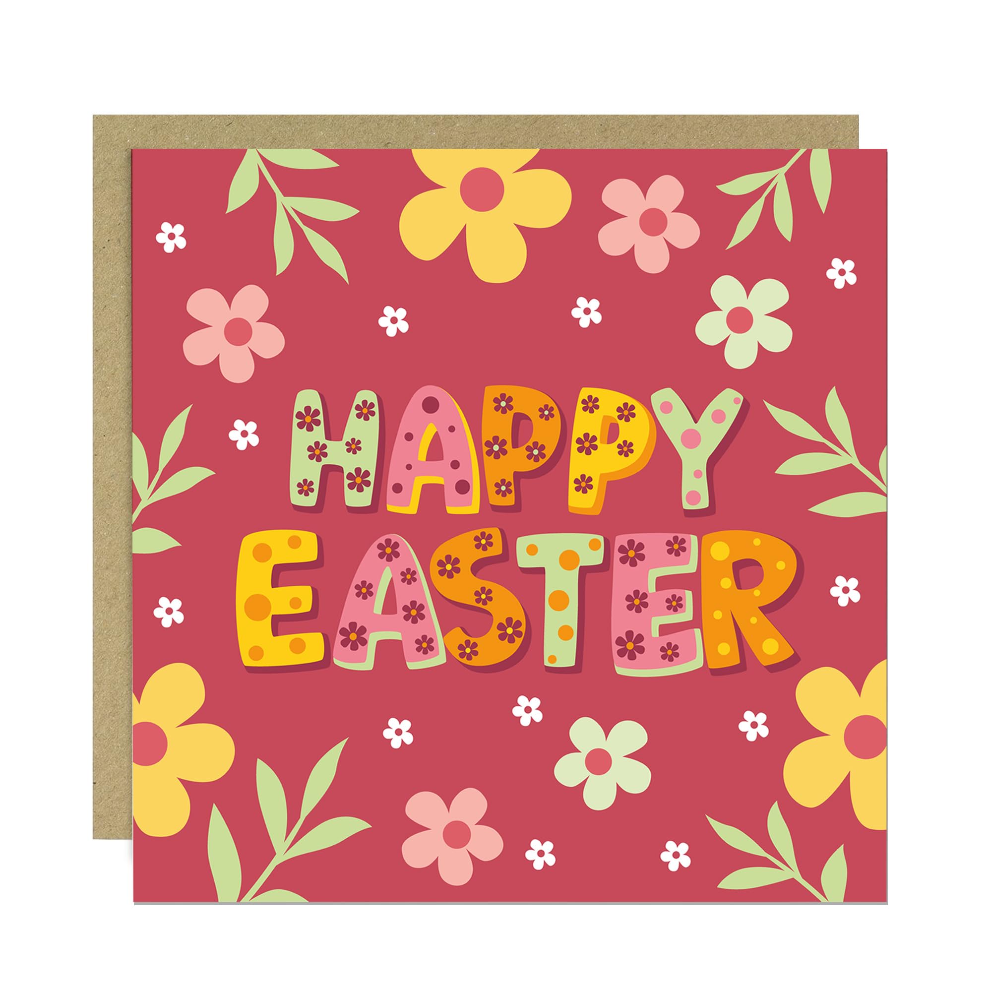 RED OCEAN Floral Easter Card, Cute Easter Card, Happy, Greetings, With Envelope, For Family, For Friends, Him Her