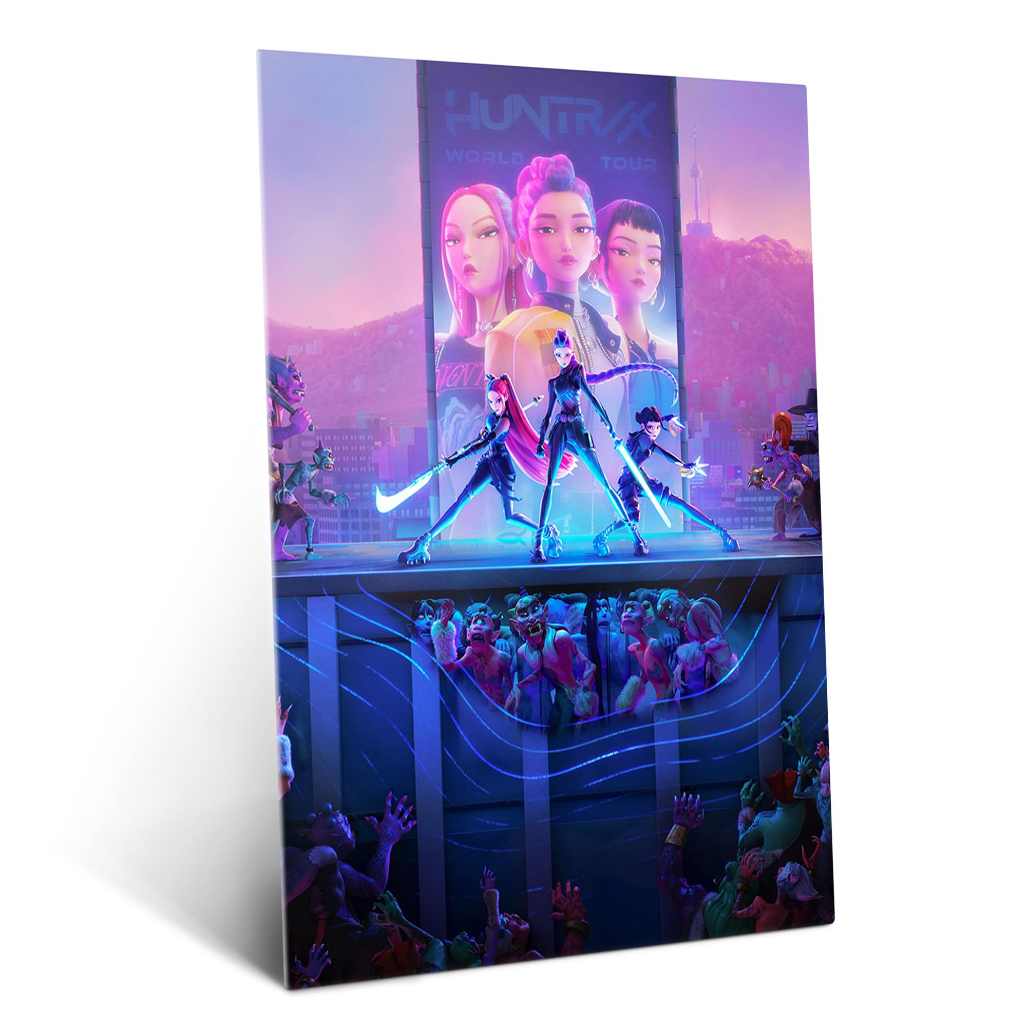 Displate Metallposter KPop Demon Hunters Wandbild (2025) - Netflix - Neon City Battle - Huntrix Kpop Geschenk – Premium Wanddekoration Wand Deko Wohnzimmer Film Poster - 32 x 45 cm