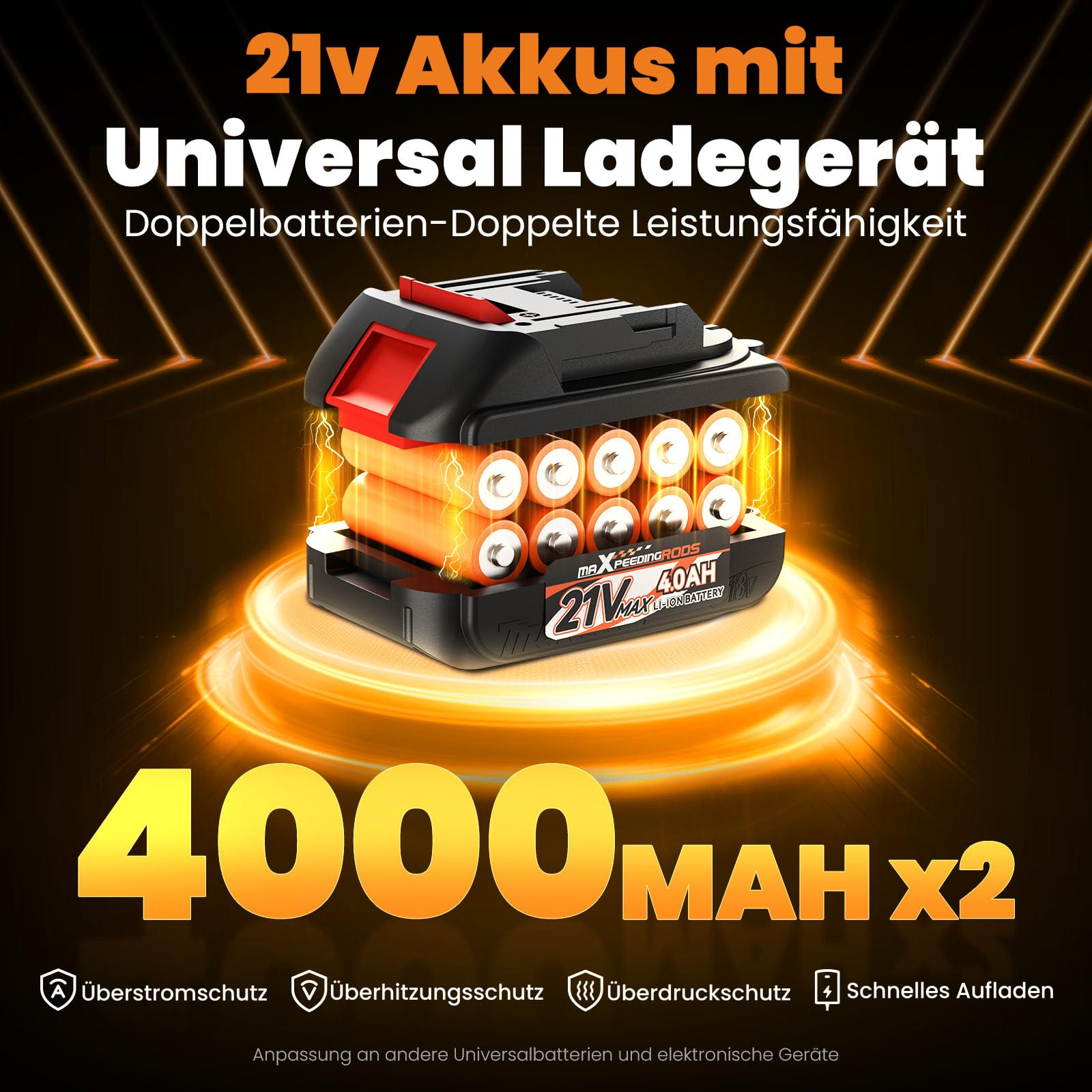 maXpeedingrods Soplador de hojas inalámbrico, motor sin escobillas 1,35 kg | con 2 baterías de 4,0 Ah, 193 km/h y 934 m³/h, 3 boquillas, transmisión continua, soplador de hojas inalámbrico portátil