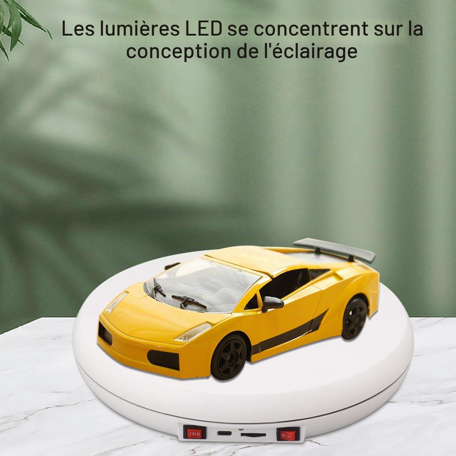 Mumusuki Présentoir Rotatif motorisé, Présentoir à Plateau Tournant Rotatif motorisé électrique avec Lumière LED de 10 Pouces/25cm de Diamètre 20kg pour Affichage de Magasin (Blanc)