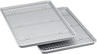 Amazon Basics Ceramic Nonstick Half Sheet Baking Pans & Cooling Racks Set, 2-Pack - PTFE/PFOA Free, Oven Safe 450°F, Dishwasher Safe, Gray