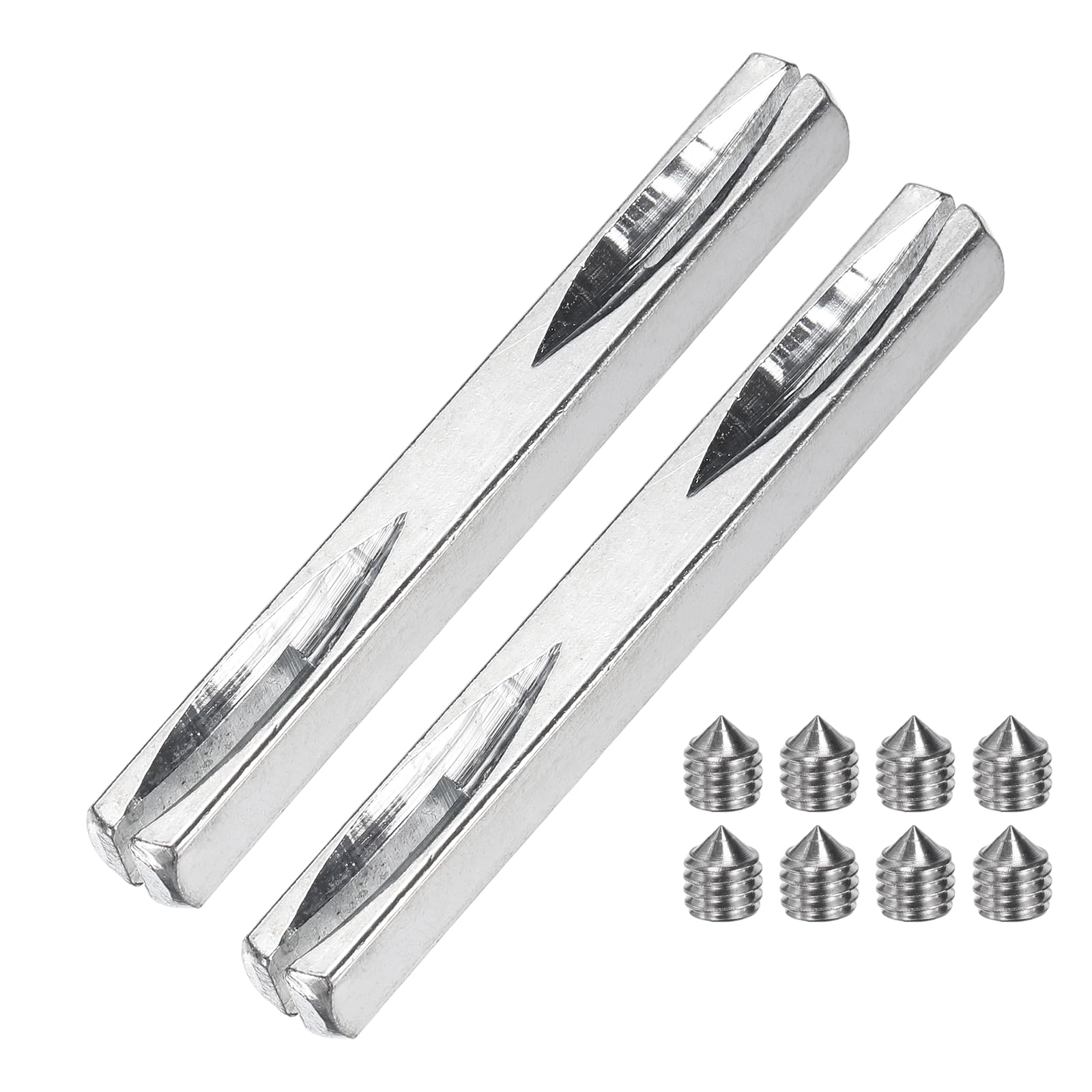 sourcing map 2 Pcs Door Knob Spindle, 75mm Long Spare Door Handle Spindle Bar with Hex Screws, Square Doors Handle Parts Lock Replacement Part for Furniture Assembly, DIY Projects, Silver Tone
