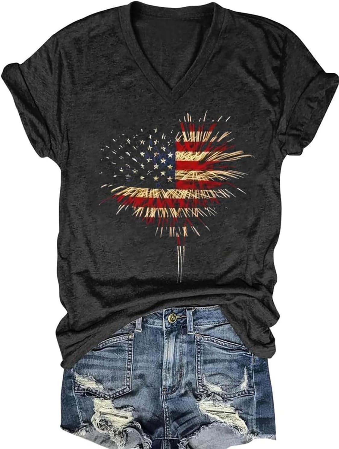 Womens V-Neck T-Shirt Vintage Flower Shirt Summer Graphic Tees Cute Botanical Boho Tops Casual Wildflower Floral Tshirt