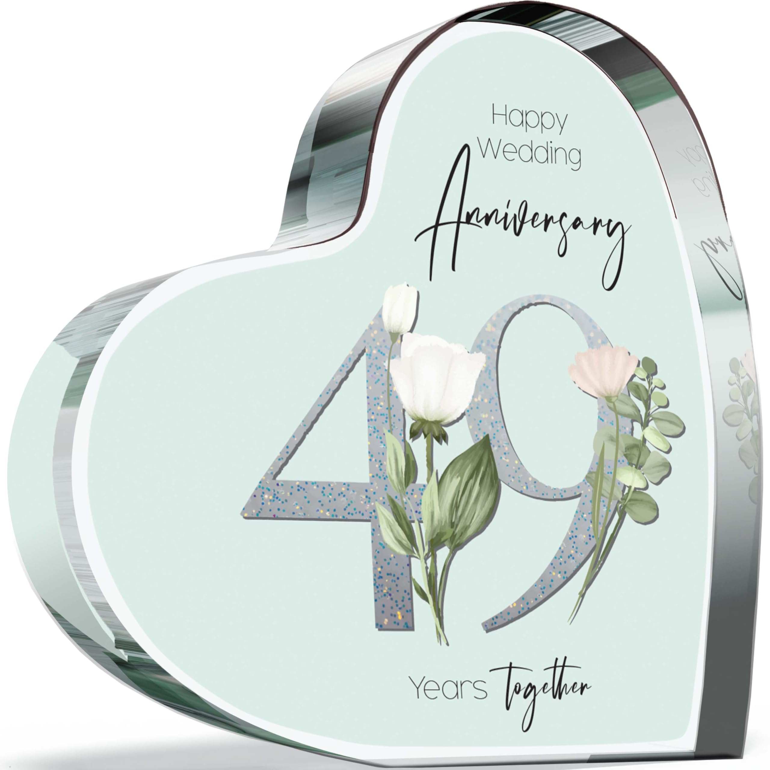 49th Anniversary Acrylic Heart Plaque for Wife or Husband