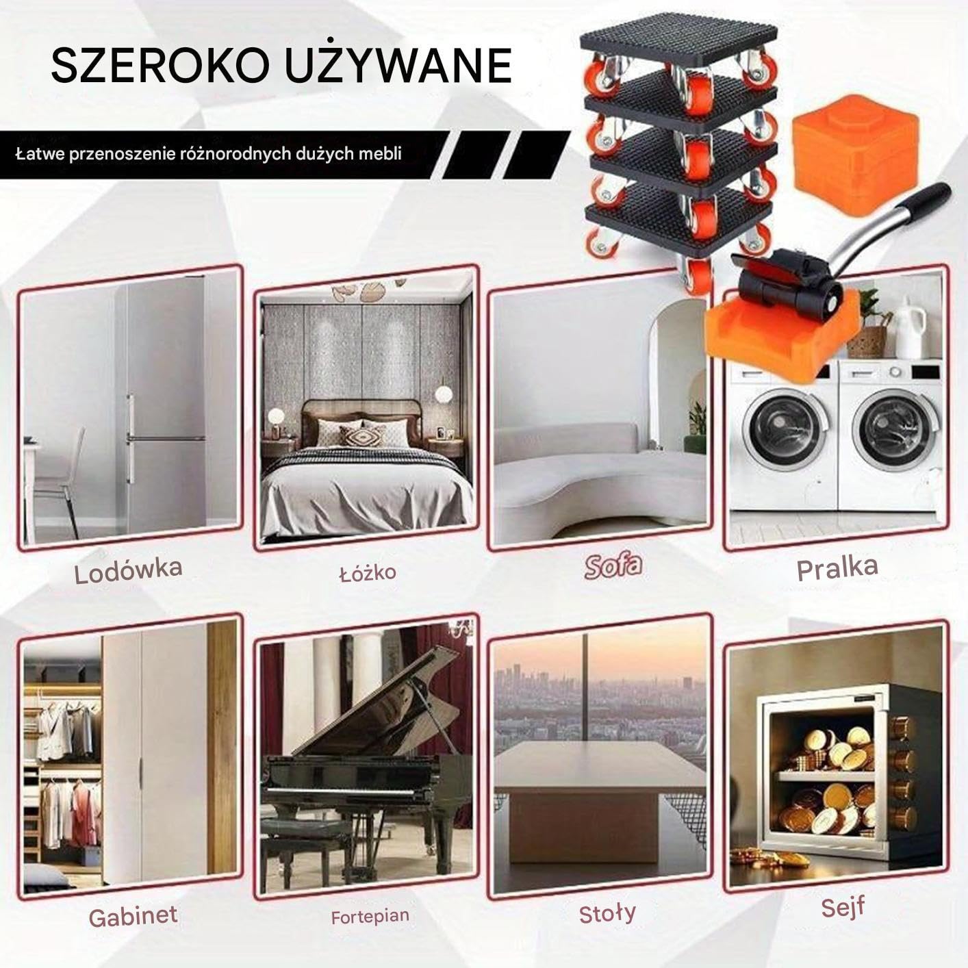 Ślizgacz Pod Sprzęty Sprzęt Do Transportu, Podnoszenia I Ciągnięcia | Wytrzymałe Ślizgacze Mebli Obrotowe 360° Wózki Ręczne Do AGD, Pianin, Kanap, Sof,