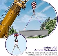 Vista 4 de 2 correas de elevación con ganchos, 3.3 pies, capacidad de 4409 libras, eslinga de poliéster para bridas, correa resistente de dos patas